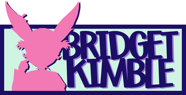 Logo of Bridget Kimble containing pink silhoutte of a bunny and text 'bridget kimble'