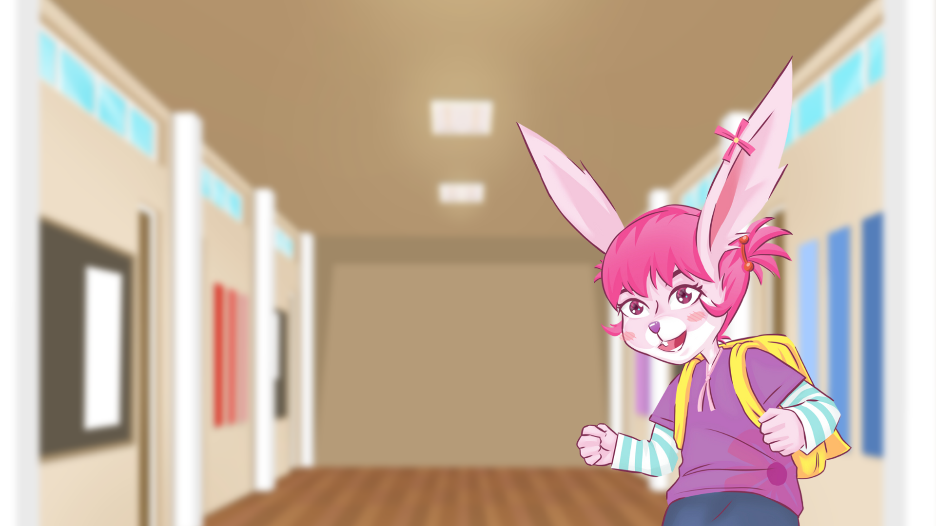 Bridget Kimble Happy Smiling while in school Bridget Kimble is a character from the story book she is a pink bunny