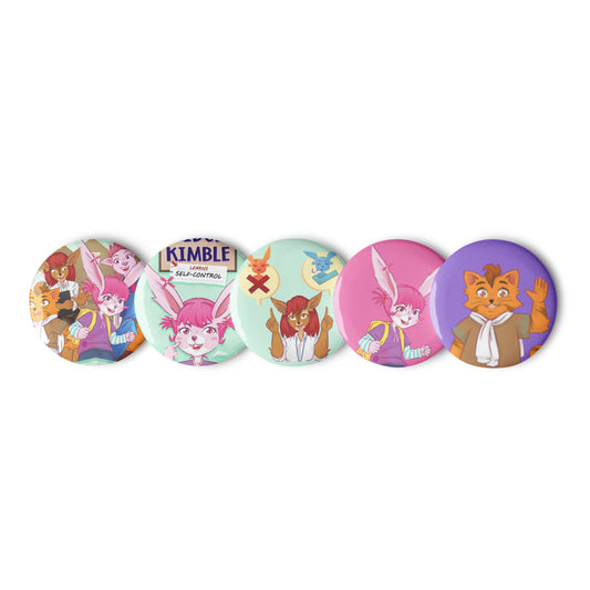 Set of pin buttons - Bridget Kimble Characters - Bridget Kimble